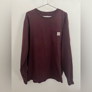 Carhartt Men’s Burgundy Long Sleeve Pocket Tee Size XL